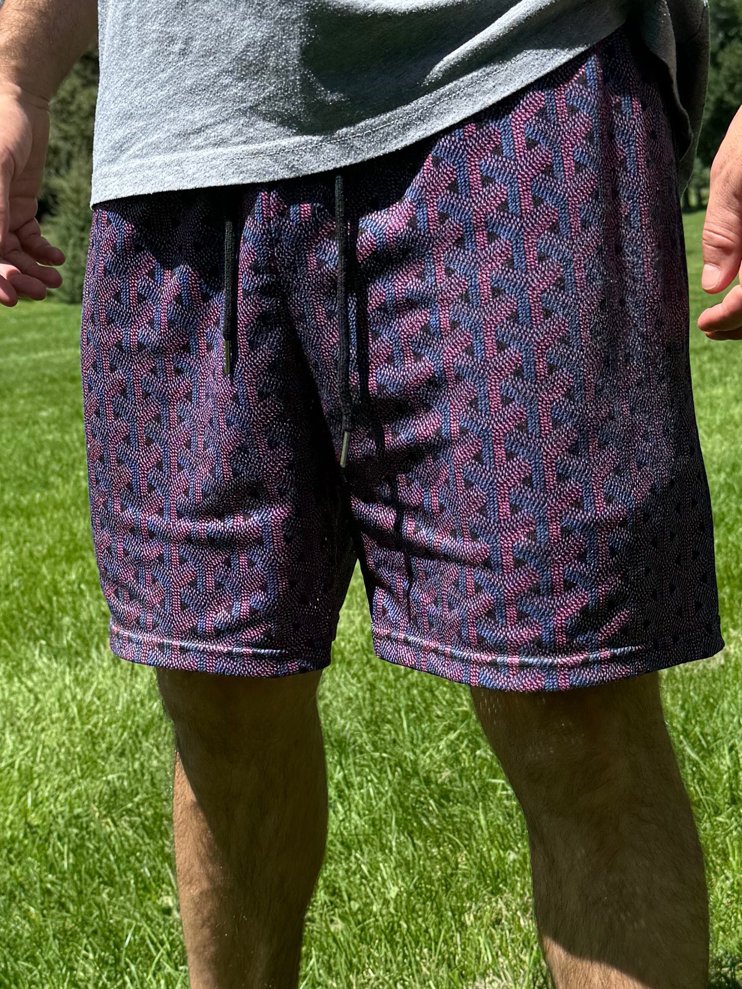 Purple mesh shorts