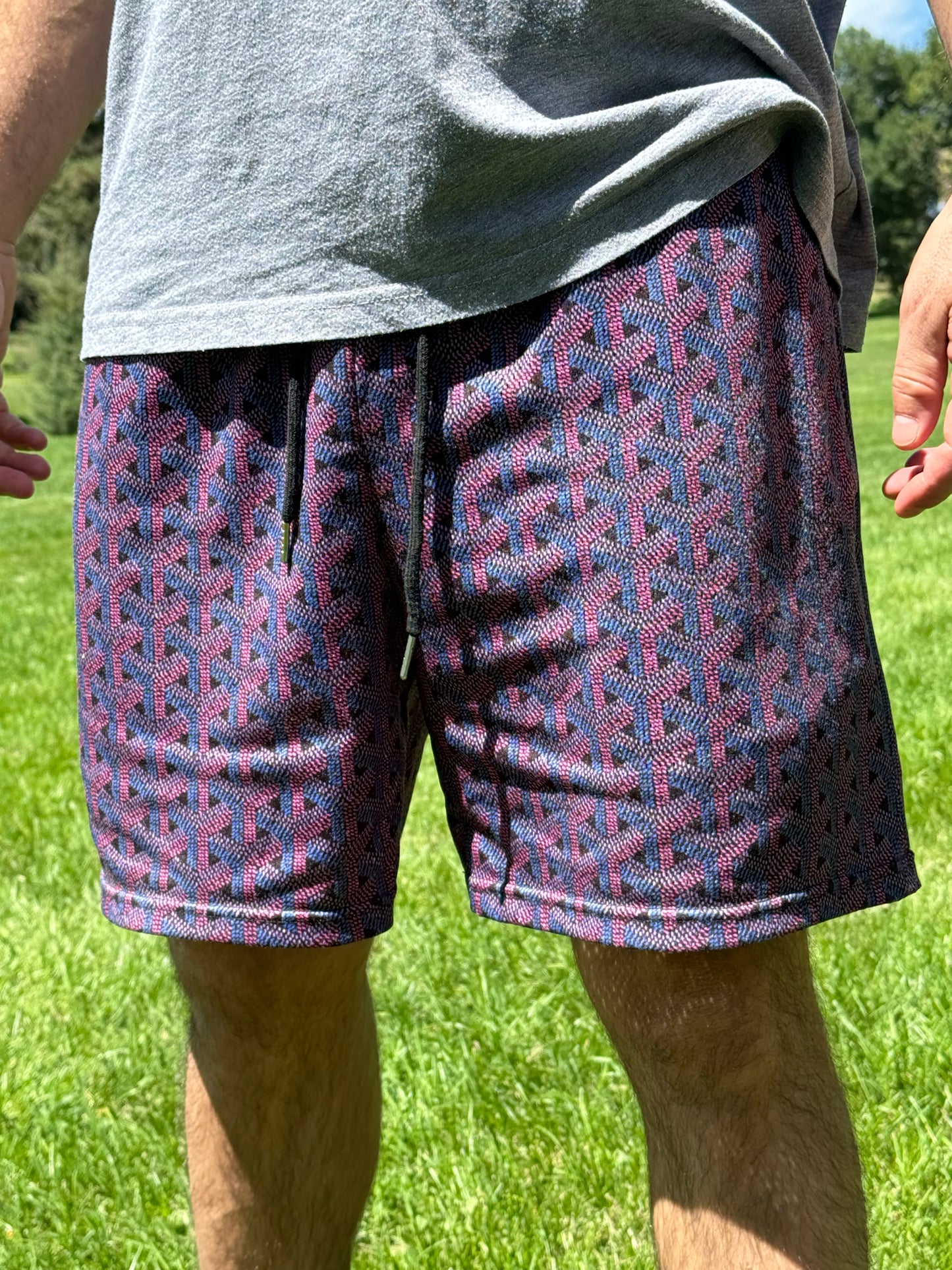 Purple mesh shorts