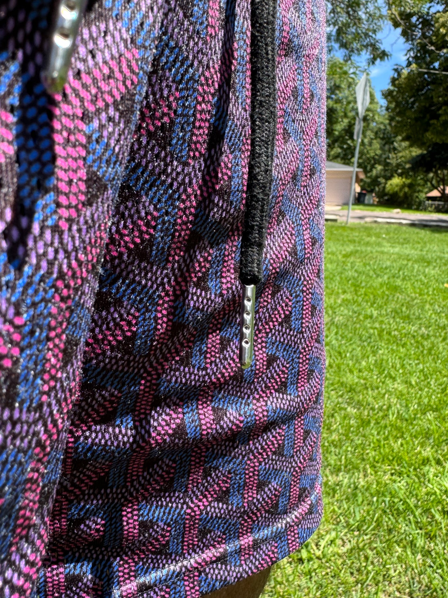 Purple mesh shorts